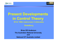 Present Developments in Control Theory