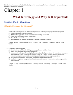 Chapter 1: What Is Strategy and Why Is It Important