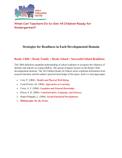 Strategies for Readiness in Each Developmental Domain