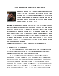 Artificial Intelligence and Automation of Trading Systems