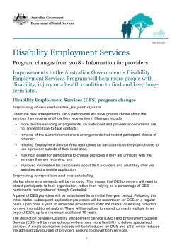 DES Program changes from 2018 - Information for providers