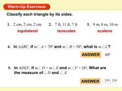 ( Base angle theorem ) ANSWER Warm