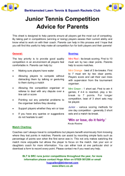 Junior Tennis Competition Advice for Parents