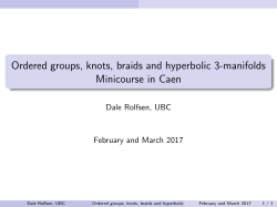Ordered groups, knots, braids and hyperbolic 3