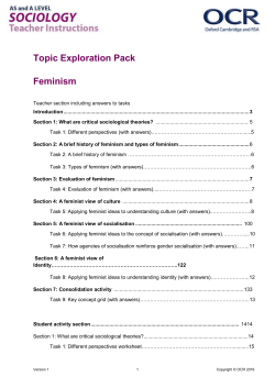 OCR AS and A Level Sociology TEP Feminism