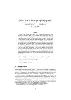 Stable sets in three agent pillage games