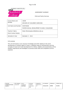 Page of 22 ASSESSMENT SUMMARY Child and Family Services