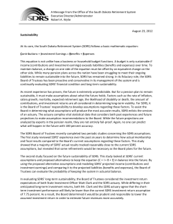 A Message From the Office of the South Dakota Retirement System