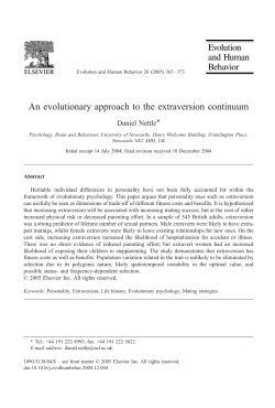 (2007). An evolutionary approach to the extraversion continuum