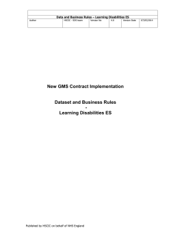 Dataset and Business Rules - Learning disabilities Indicator Set