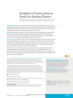 Incidence of Concussion in Youth Ice Hockey Players