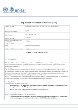 UNITAR is planning to issue its Results Report showcasing the