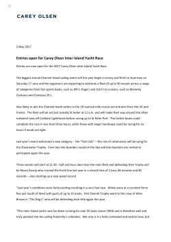 2017 Yacht race News Release - Carey Olsen Inter Island Yacht Race