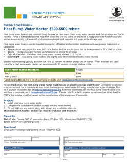 Heat Pump Water Heater, $300-$500 rebate