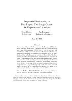 Sequential Reciprocity in Two-Player, Two