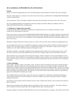 JTAA BASEBALL SUPPLEMENTAL PLAYING RULES