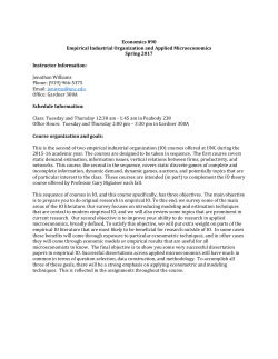 Economics 890 Empirical Industrial Organization and Applied