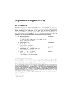 Chapter 1: Delimiting pluractionality