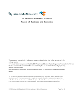 MA Information and Network Economics School of Business and