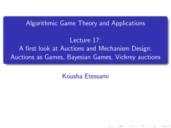 Algorithmic Game Theory and Applications Lecture 17: A first look at