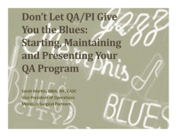 Don`t Let QA/PI Give You the Blues: Starting, Maintaining and