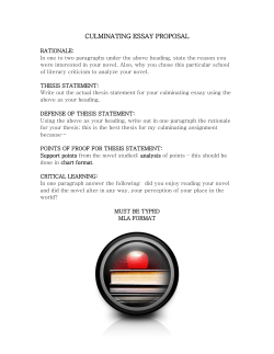 CULMINATING ESSAY PROPOSAL