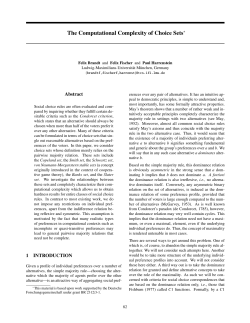 The Computational Complexity of Choice Sets&lowast;