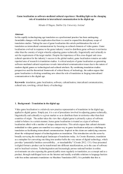 Game localisation as software-mediated cultural experience