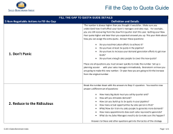 FILL THE GAP TO QUOTA GUIDE