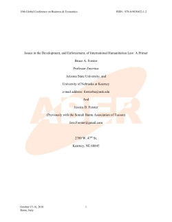 Issues in the Development, and Enforcement, of International