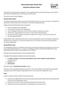 Charity Bank Impact Awards 2016 Change Maker Award Application