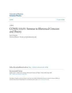 Seminar in Rhetorical Criticism and Theory