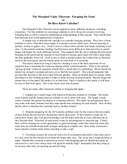 The Marginal Value Theorem: Foraging for Food or Do Bees