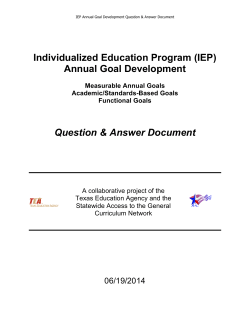 Individualized Education Program (IEP) Annual Goal Development