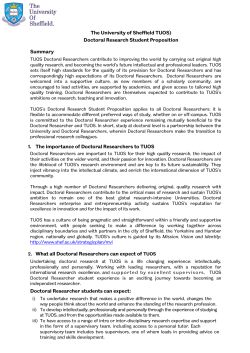 The University of Sheffield`s Research Student Proposition.