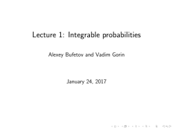 Lecture 1: Integrable probabilities