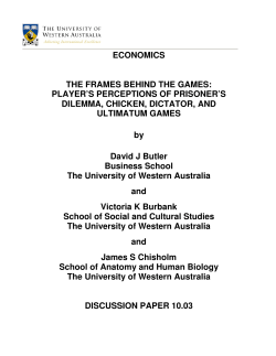 ECONOMICS THE FRAMES BEHIND THE GAMES: PLAYER`S