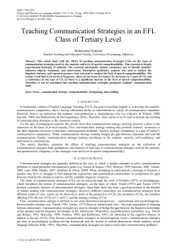 Teaching Communication Strategies in an EFL Class of Tertiary Level