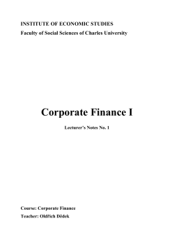 Corporate Finance I