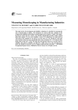 Measuring Housekeeping in Manufacturing