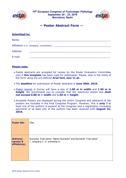 Poster Abstract Form 2007 - European Society of Toxicologic