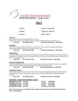 2017 Junior Development Spring Schedule