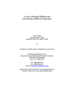 A Law to Promote Efficient and Fair Pricing of Milk in Connecticut