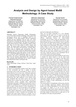 Analysis and Design by Agent based MaSE Methodology: A Case
