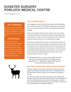 Latest Newsletter - Dunster and Porlock Surgeries