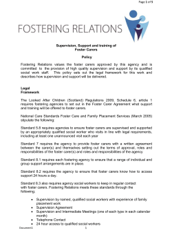 Supervision Support and Training of Foster Carers