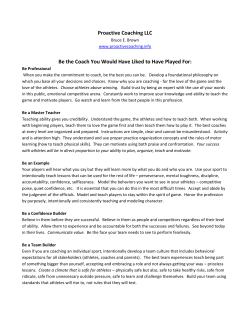Proactive Coaching LLC Be the Coach You Would Have Liked to
