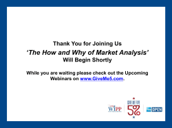 The How and Why of Market Analysis September 26, 2014 John