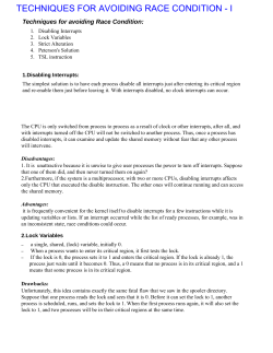 TECHNIQUES FOR AVOIDING RACE CONDITION