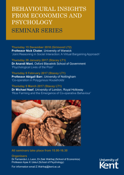 behavioural insights from economics and psychology seminar series